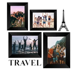 eCraftIndia Set of 4 Black Solid Memory Wall Collage Photo Frames image 3