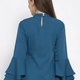 klauressa Women Teal Blue Solid Top image 4