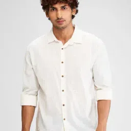 Spykar White Comfort Fit Embroidered Shirt-picture-42