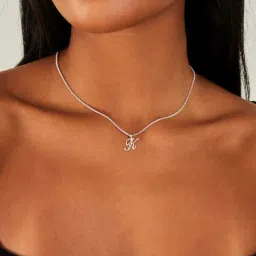 Accessorize London Women's Sterling Silver-plated Initial Necklace Letter K-image-49