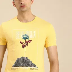 Being Human Men Yellow White Brand Logo Print Round Neck Pure Cotton T-shirt-picture-36