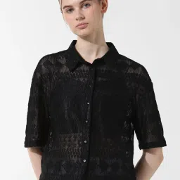 Only Black Self Design Shirt image 2