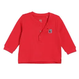 Miniklub Boys Red Knit Regular Fit Henley T-Shirt-image-25