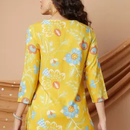 Melange By Lifestyle Mustard Regular Fit Printed Tunic image 2