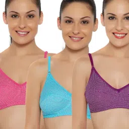 Floret Multicolor Non Wired Non Padded Full Coverage Bra (Pack Of 3)-picture-31