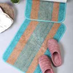 HOSTA HOMES Brown & Blue Cotton Anti-Skid Door Mats - Set of 2-picture-11