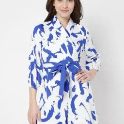 Vero Moda White & Blue Printed Playsuit-image-32