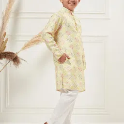 StyloBug Boys Green Embroidery Kurta Set image 2