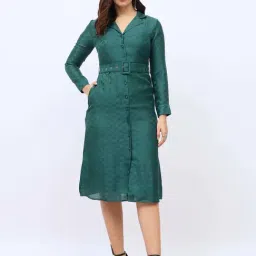 Styli Green Chequered Shirt Dress-picture-25
