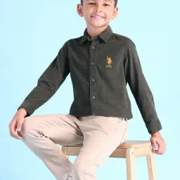 U.S. Polo Assn. Boys Green Full Sleeves Collar Shirt-picture-23