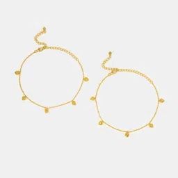 Shaya 925 Silver You and Your Untimely Yawns Anklets (Pair) in Gold-Plating image 2