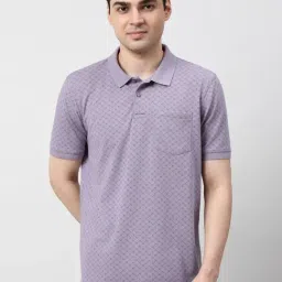 Peter England Purple Cotton Regular Fit Printed Polo T-Shirt-picture-13