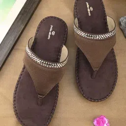 Pelle Albero Women's Brown T-Strap Wedges-picture-46