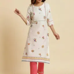 W White Printed Straight Kurta-picture-36