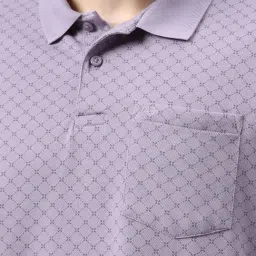 Peter England Purple Cotton Regular Fit Printed Polo T-Shirt image 4