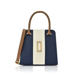 LAVIE LUXE Navy Blue Color Block Small Satchel Handbag image 2