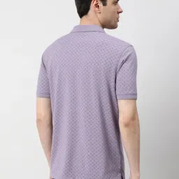 Peter England Purple Cotton Regular Fit Printed Polo T-Shirt image 2