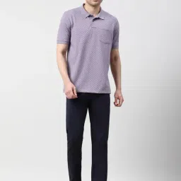 Peter England Purple Cotton Regular Fit Printed Polo T-Shirt image 5