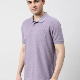 Peter England Purple Cotton Regular Fit Printed Polo T-Shirt image 3