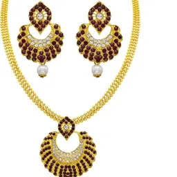 Women Click Gold-Plated Stones-Studded Jewellery Set-picture-34
