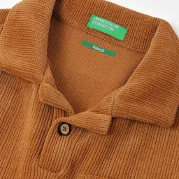 United Colors of Benetton Boys Brown Textured T-Shirt image 3