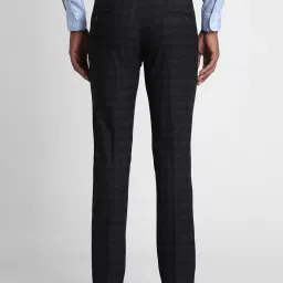 Peter England Black Slim Fit Checks Trousers image 2