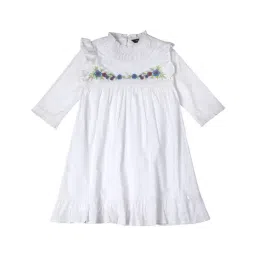 Allen Solly Junior White Embroidered Full Sleeves Frock-picture-46