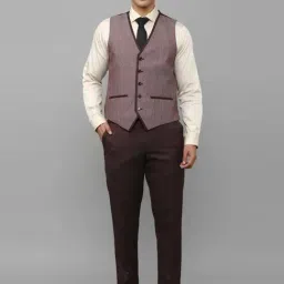 Louis Philippe Maroon Slim Fit Three Piece Suit image 3