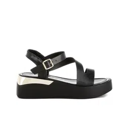 London Rag Leather Flatform Sandals with Buckles image 4