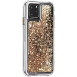 Case-Mate Waterfall Glitter Polycarbonate Back Cover for Apple iPhone 11 Pro Max (Wireless Charging Compatible, Gold) image 4