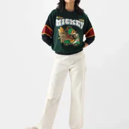 The Souled Store Green Cotton Printed Sweatshirt image 4