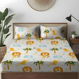 WEAVE AND DECOR White Conversational 300 TC Bedsheet with 2 Pillow Covers-image-37