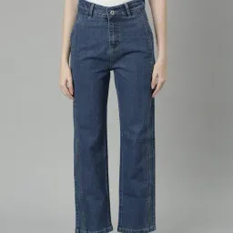 SHOWOFF Blue Denim Straight Fit Mid Rise Jeans-image-71