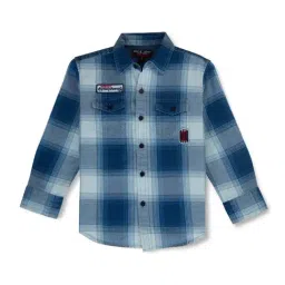 Gini & Jony Kids Blue & White Cotton Chequered Full Sleeves Shirt-picture-39