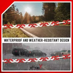 EFFICACY 10 m Length 8 mm Thickness S-Hook Shape PVC Red & White Safety Chain, WI-8MM-S/CHAIN-10 MTR-1 image 2