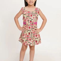Creative Kid'S Girls Red Cotton Regular Fit Printed Dress-picture-20