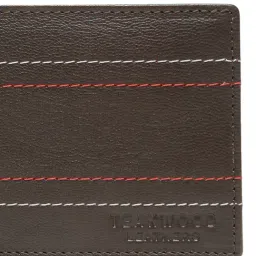 Teakwood Leathers Dark Brown Striped Leather Bi-Fold Wallet image 4