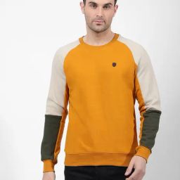 Numero Uno Orange & Olive Regular Fit Colorblock Sweatshirt-picture-40