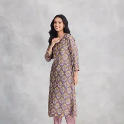 Fabindia Grey Slim Fit Printed Kurta image 3