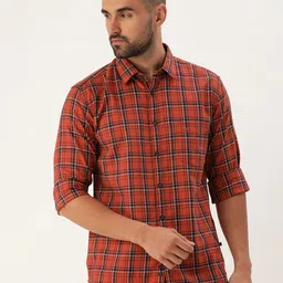 Parx Men Slim Fit Tartan Checks Pure Cotton Casual Shirt-image-19