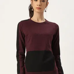 ARISE Women Maroon & Black Colourblocked Sweatshirt-picture-19
