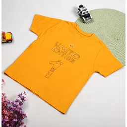 Shilpshakti Single Jersey Half Sleeves Text Embroidered  Tee - Yellow-picture-11