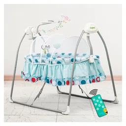 BAYBEE Wanda Automatic Electric Swing Cradle for Baby with Mosquito Net Remote Toy Bar & Music Baby Swing Cradle Crib Jhula for Baby - Blue-picture-18