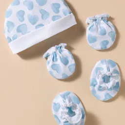 Ben Benny Interlock Knit Cap Mittens & Booties Set With Heart Print White - Diameter 9.5 cm-picture-11