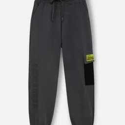 Nap Chief Pure Cotton Knit Colour Blocked Vibe Check Text Printed Cargo Joggers - Dark Grey-picture-19