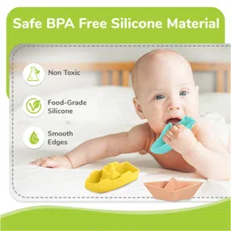 R for Rabbit Orapple Floater Bathing Toy with No Sharp Edges BPA Free Food Grade Silicone Material Pack of 3 - Yellow Orange & Light Blue image 2