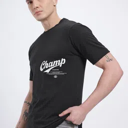 glitchez Placement Typography Print Round Neck Regular Fit T-shirt-image-91
