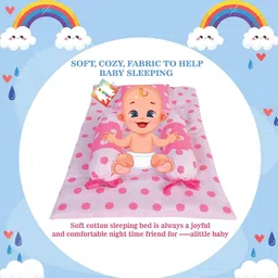 Kwitchy New Born Baby Bedding Gaddi Set Cotton Sleeping Mattress with Pillow & Side Bolster - Pink image 3