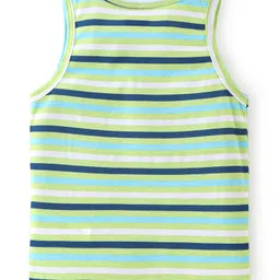 Babyhug 100% Cotton Sleeveless Sando Astronaut Print Pack Of 3 - Green & Blue image 3