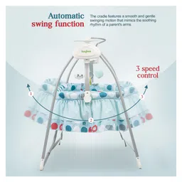 BAYBEE Wanda Automatic Electric Swing Cradle for Baby with Mosquito Net Remote Toy Bar & Music Baby Swing Cradle Crib Jhula for Baby - Blue image 5